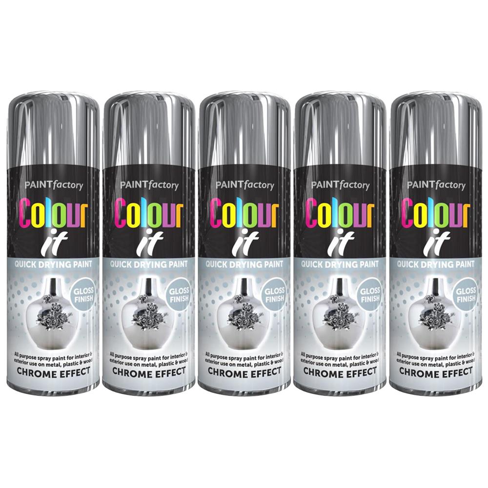 5X Paint Factory Chrome Effect Gloss Spray Paint 400ml