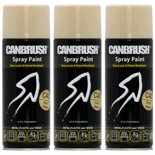 3X Canbrush C40 Sand Beige Spray Paint 400ml