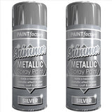 2X Paint Factory Metallic Silver Spray Paint 200ml