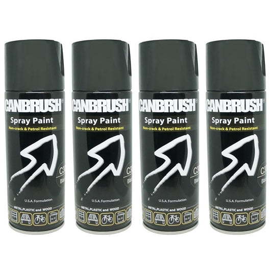 4X Canbrush C30 Gloss Black Spray Paint 400ml