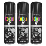 3X Paint Factory Jet Black Gloss Spray Paint 400ml