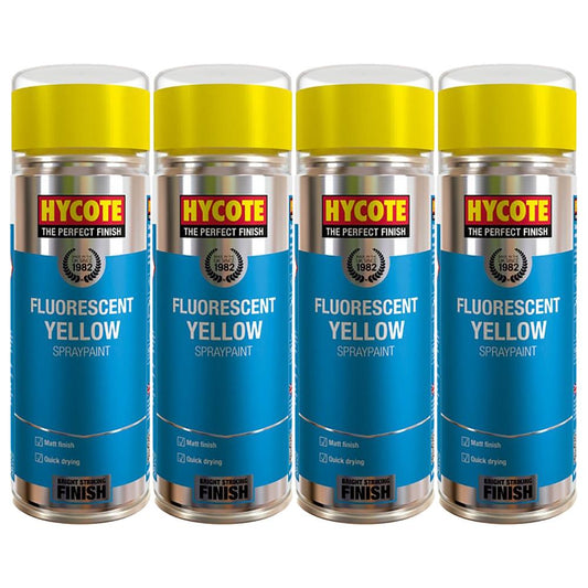 4X Hycote Fluorescent Yellow Spray Paint 400ml