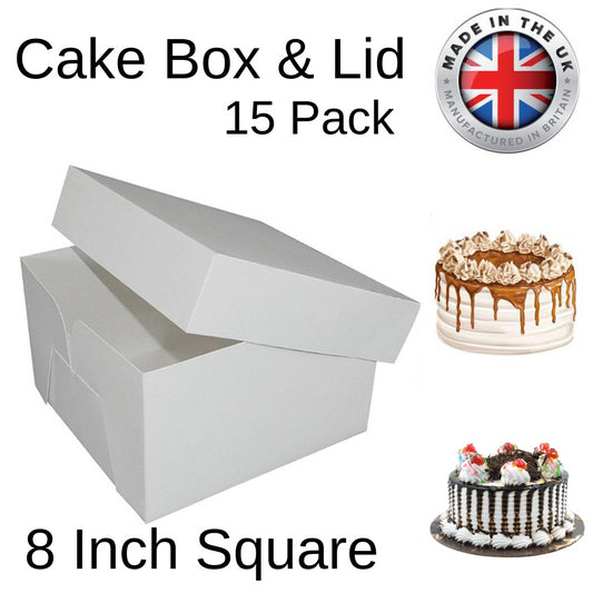 15X Cake Box 8"(8" Lid & 8" Base)