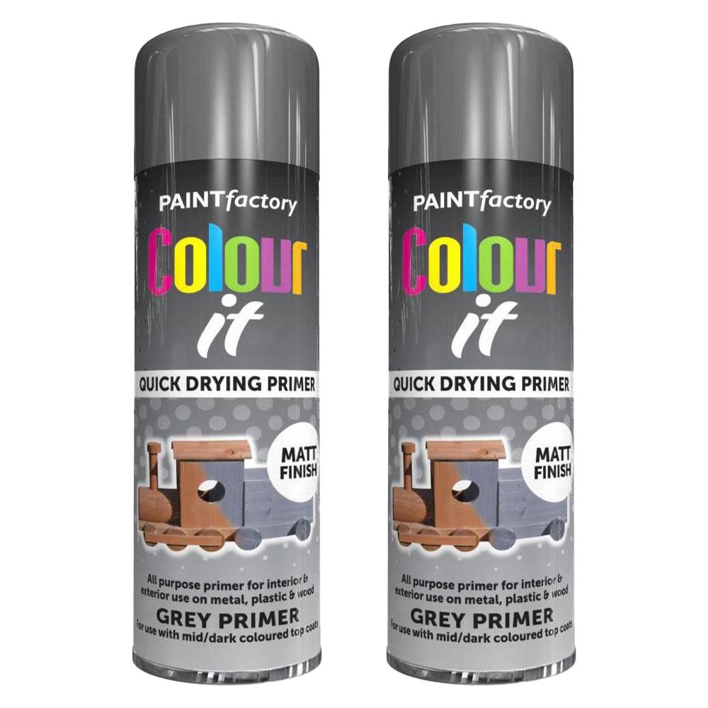 2X Paint Factory Grey Primer Spray 250ml