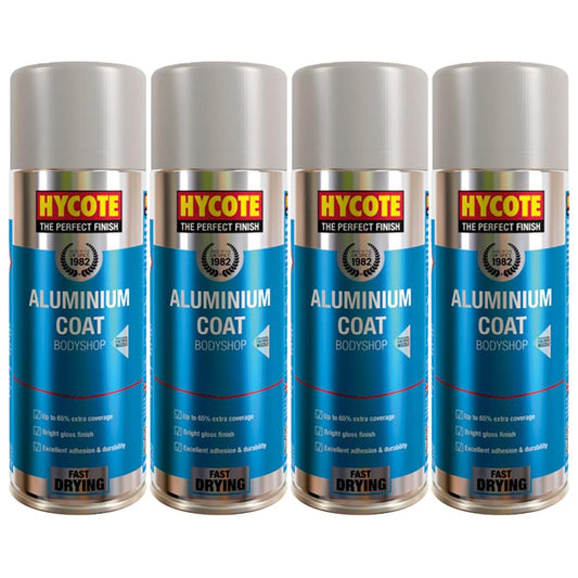 4X Hycote Bodyshop Alumnium Coat Spray Paint 400ml