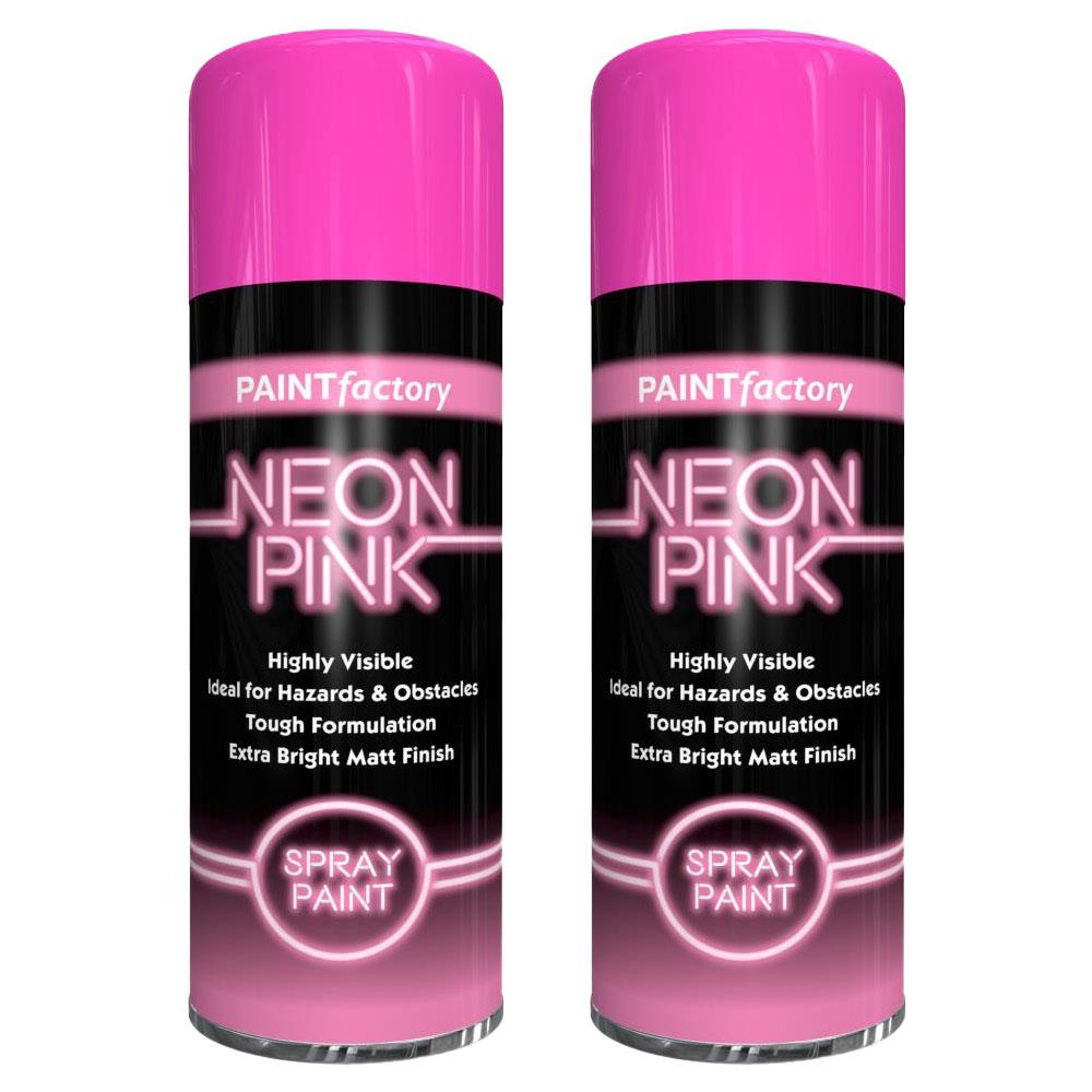 2X Paint Factory Fluorescent Neon Pink Spray Paint 200ml