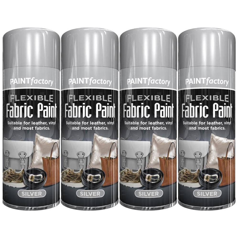 4X Silver Fabric & Vinyl Spray Paint 200ml