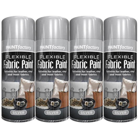 4X Silver Fabric & Vinyl Spray Paint 200ml