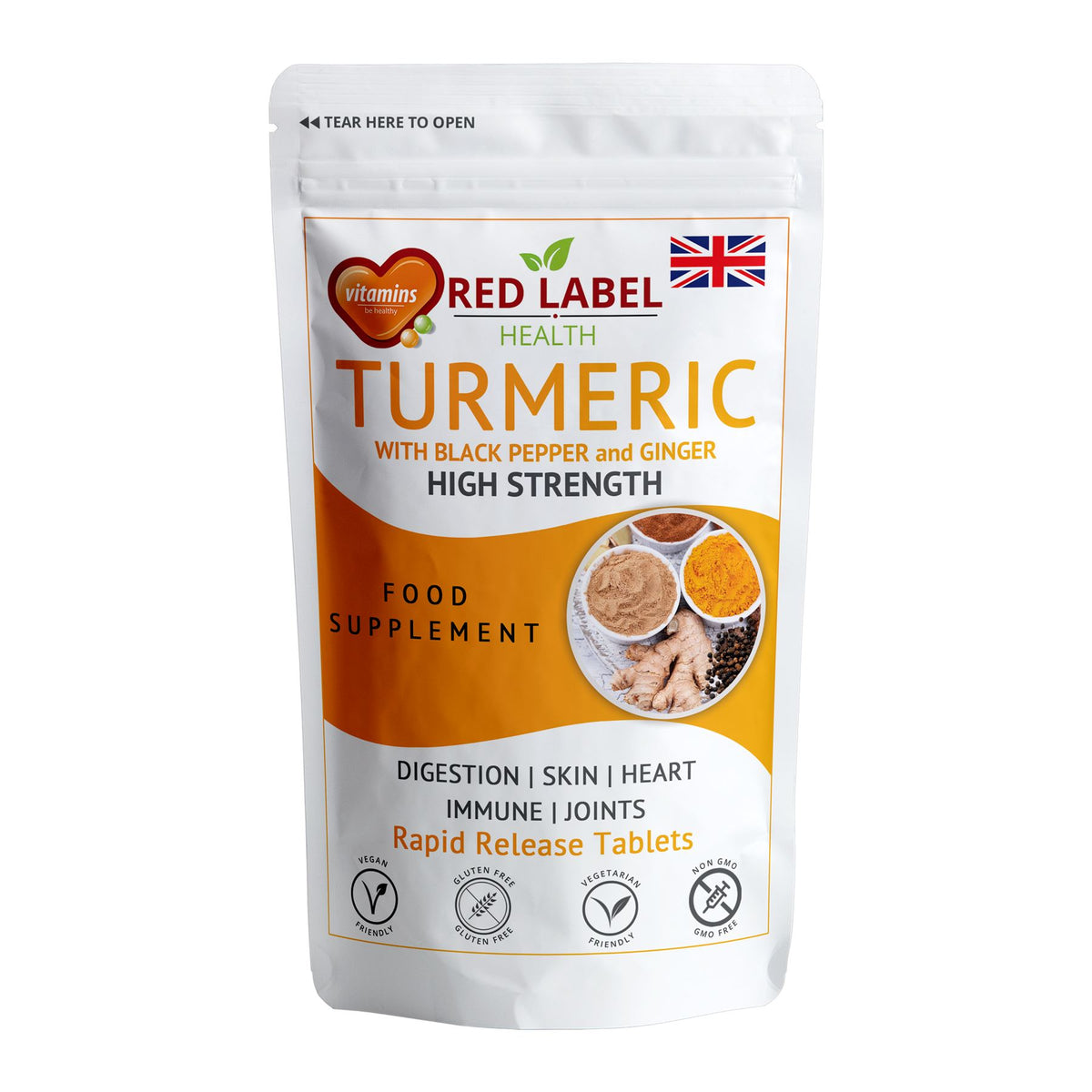 Turmeric with Black Pepper & Ginger 100 Tablets - 2620mg