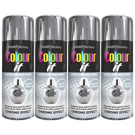 4X Paint Factory Chrome Effect Gloss Spray Paint 400ml