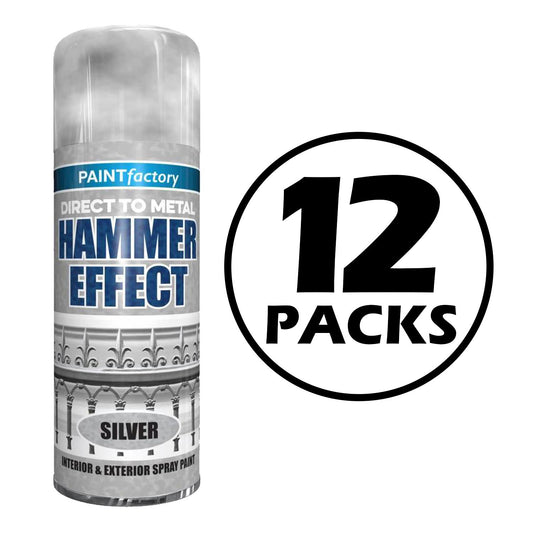 12X Paint Factory Silver Hammer Effect Paint 400ml