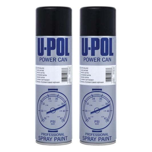 2X Upol Power Can Satin Black Spray Paint 500ml