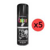 5X Paint Factory Jet Black Gloss Spray Paint 400ml