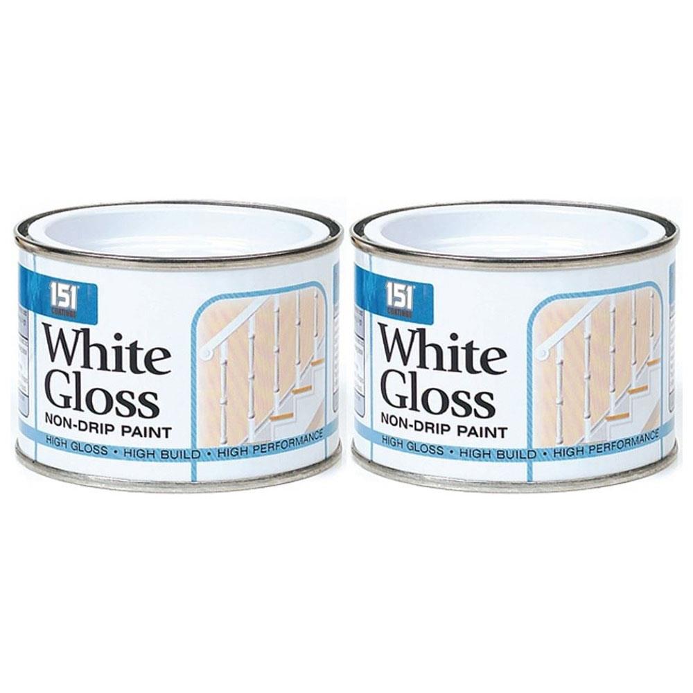 2X Non-Drip White Gloss Paint Tin 180ml