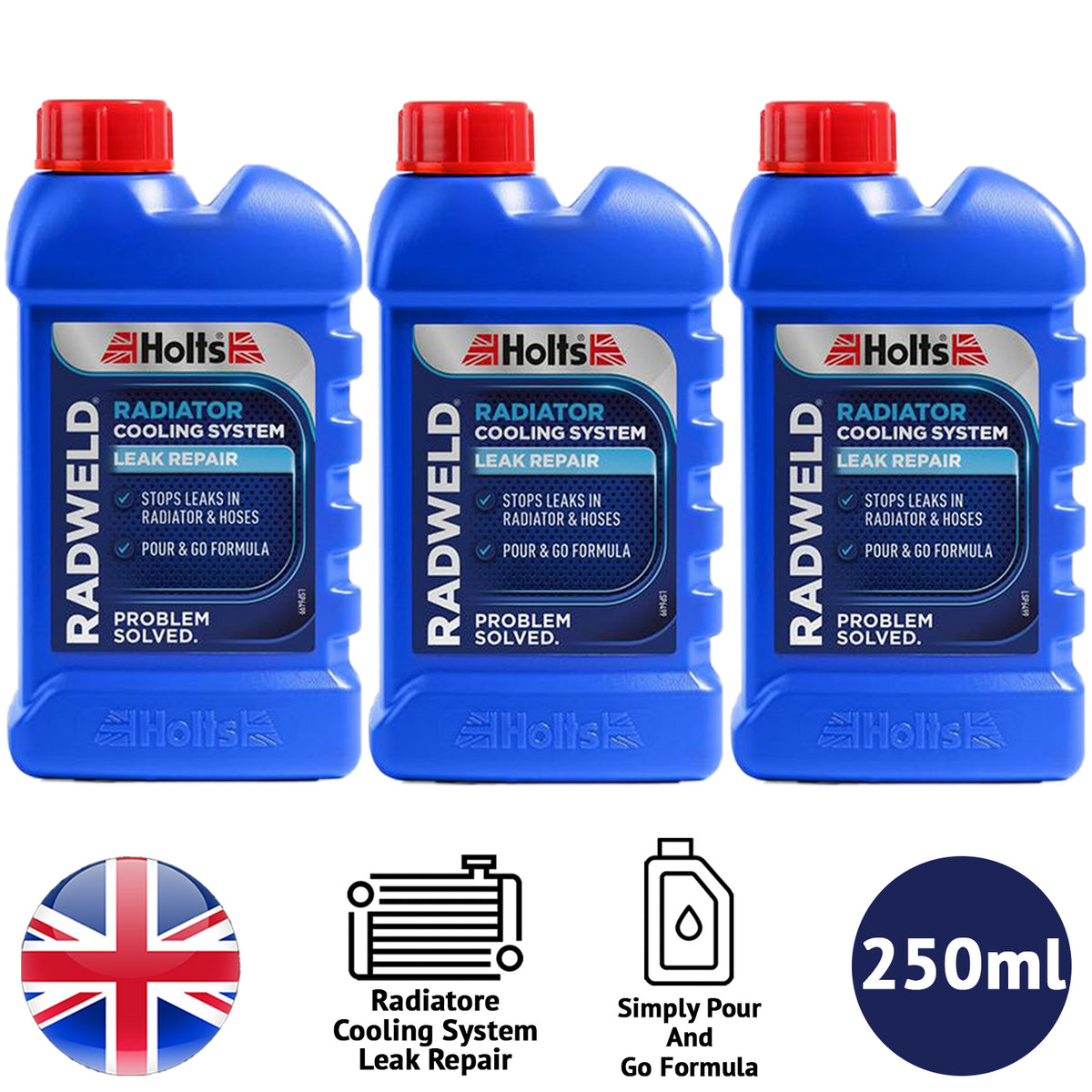 3X Holts Radweld Radiator Repair 250ml