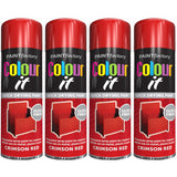 4X Paint Factory Crimson Red Gloss Spray Paint 250ml