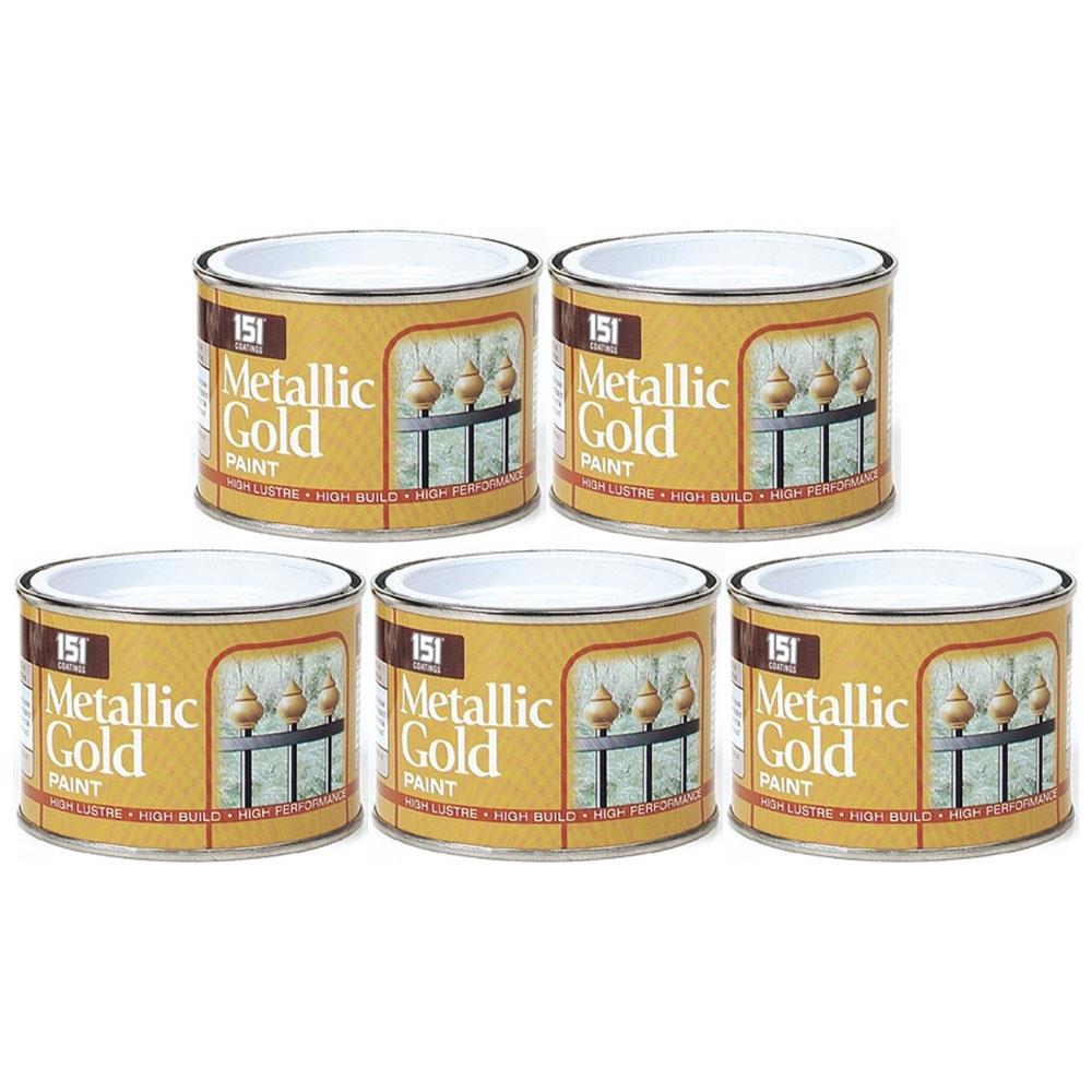 5X Metallic Gold Paint Tin 180ml