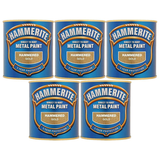 5X Hammerite Hammered Gold Paint 250ml