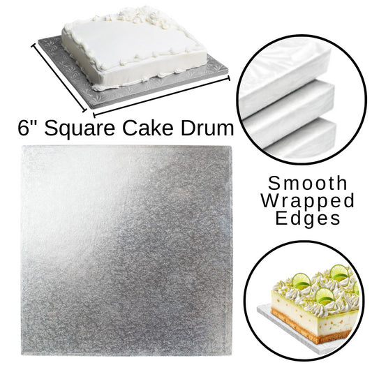 1 Board - 8" Square Cake Drums - Silver