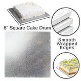 1 Board - 8" Square Cake Drums - Silver