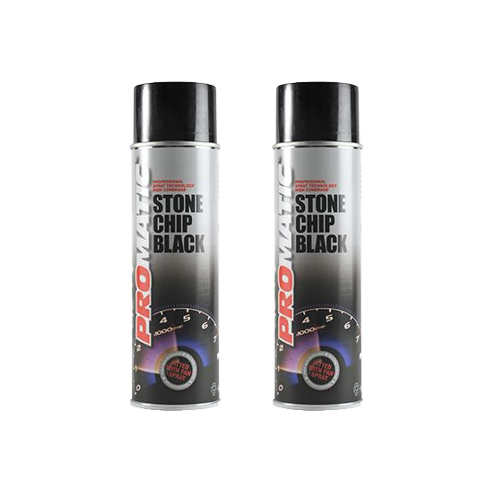 2X Promatic Stonechip Black Spray Paint 500ml