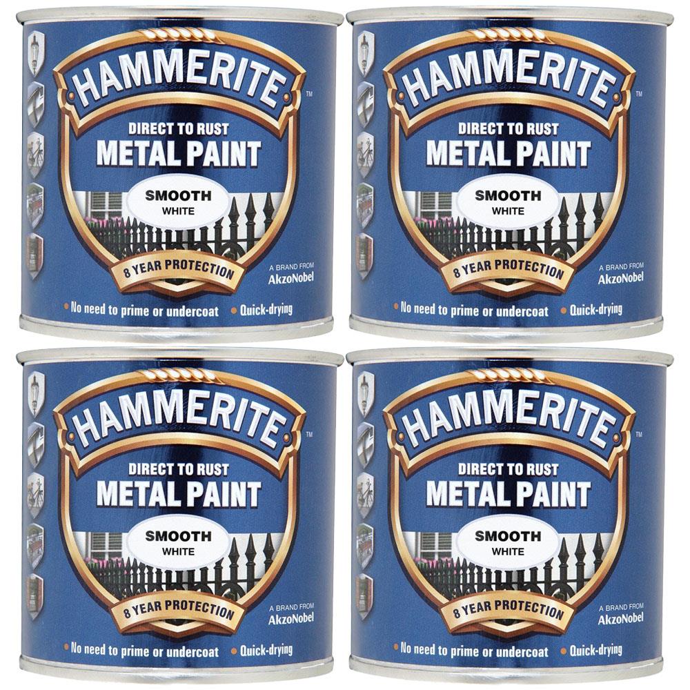 4X Hammerite Smooth White Paint 250ml