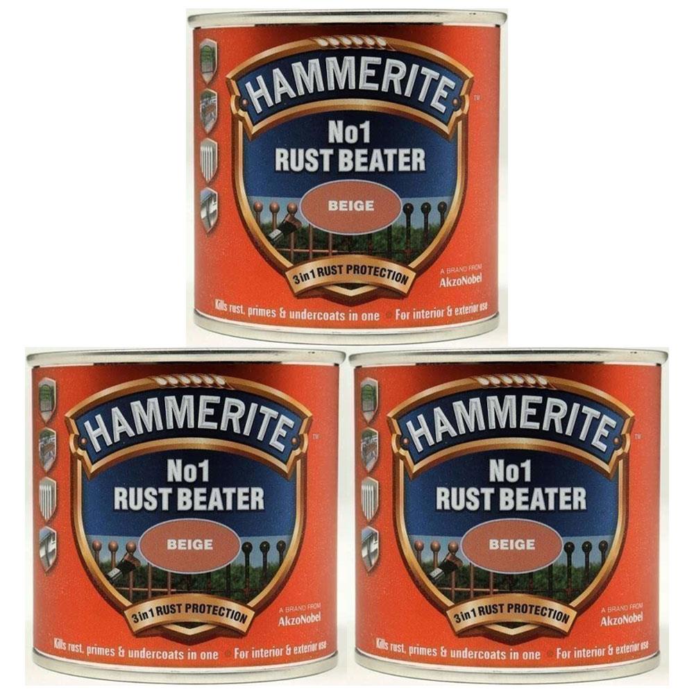 3X Hammerite No.1 Rustbeater Beige 250ml