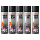 5X Promatic Satin Black Spray Paint 500ml