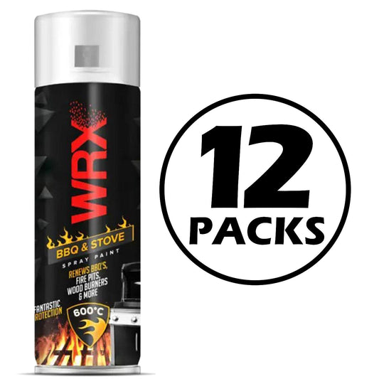 12X WRX Matt Black High Temperatures Bbq & Stove Spray Paint 400ml