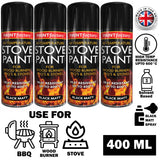 4X High Temp Black Stove Spray Paint 400ml