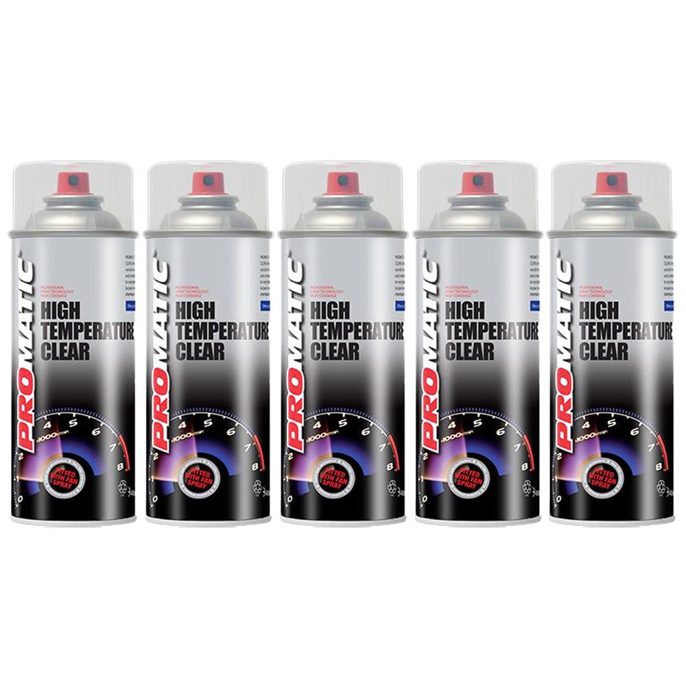 5X Promatic Clear High Temperature Spray Paint 400ml