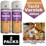 2X Paint Factory Clear Yacht Varnish Spray 400ml