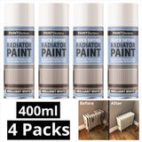 4x Paint Factory Quick Drying Radiator Paint White 400Ml