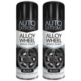 2X Auto Extreme Black Alloy Wheel Spray Paint 300ml