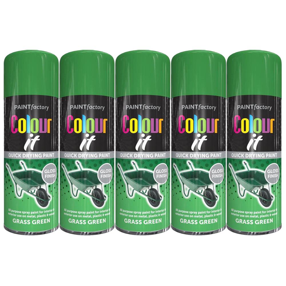 5X - Grass Green Gloss Spray Paint 250ml