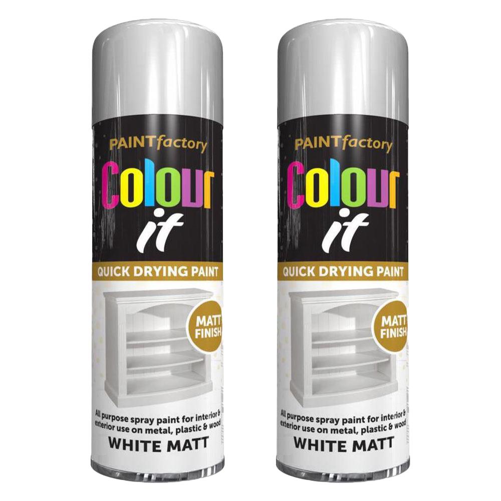 2X Paint Factory White Matt Spray Paint 250ml