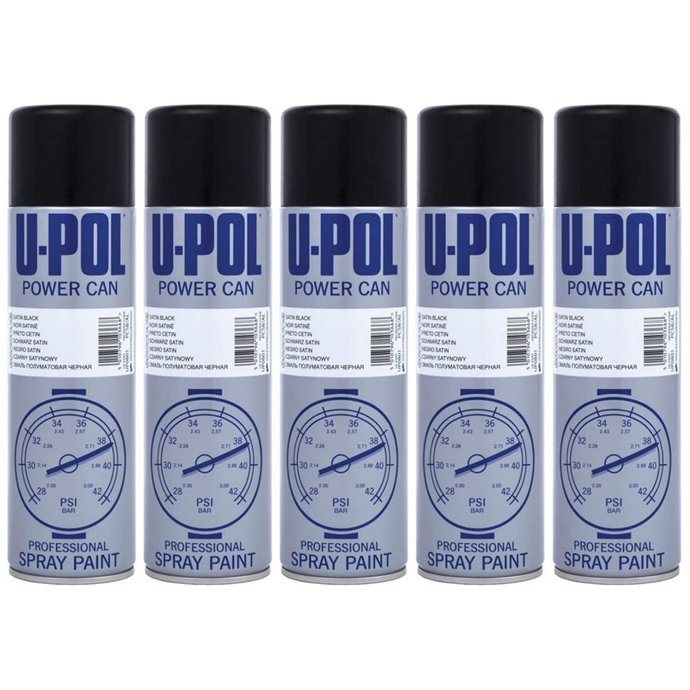 5X Upol Power Can Satin Black Spray Paint 500ml