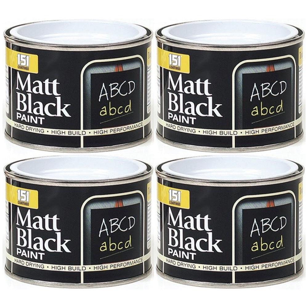 4X Matt Black Paint Tin 180ml