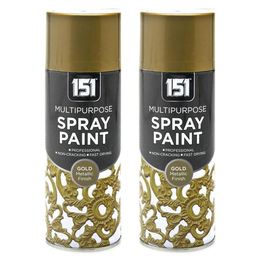 2X All Purpose Gold Metallic Spray Paint 400ml