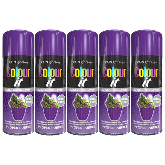 5X Paint Factory Proper Purple Gloss Spray Paint 400ml