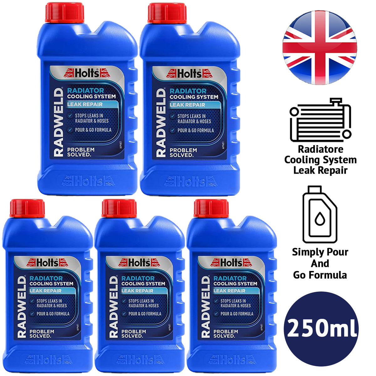 5X Holts Radweld Radiator Repair 250ml