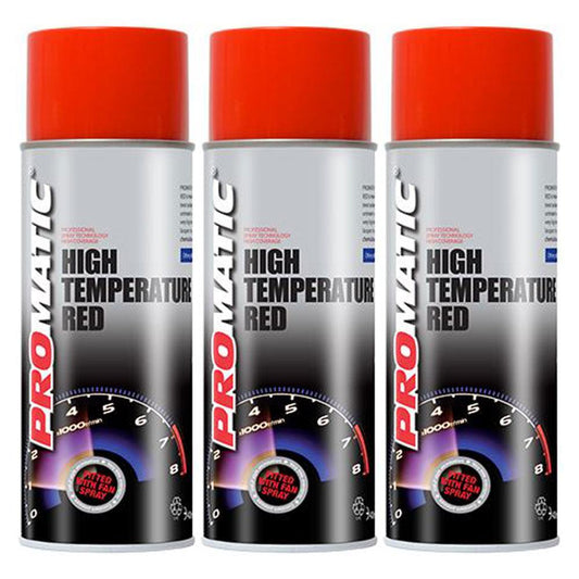 3X Promatic Red High Temperature Spray Paint 400ml