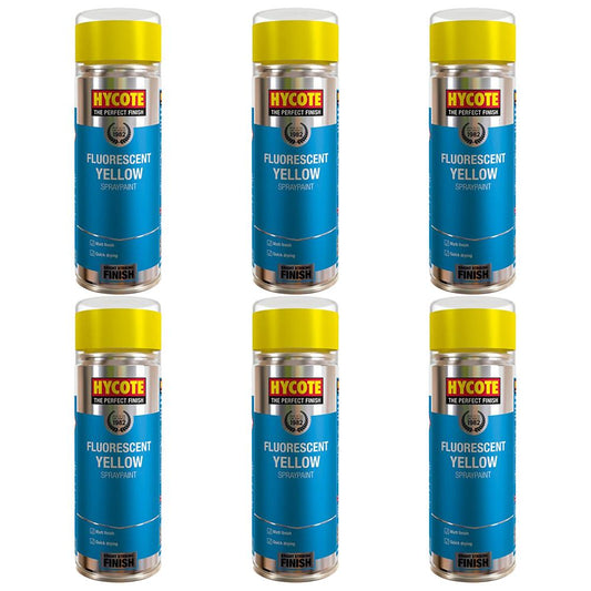 6X Hycote Fluorescent Yellow Spray Paint 400ml