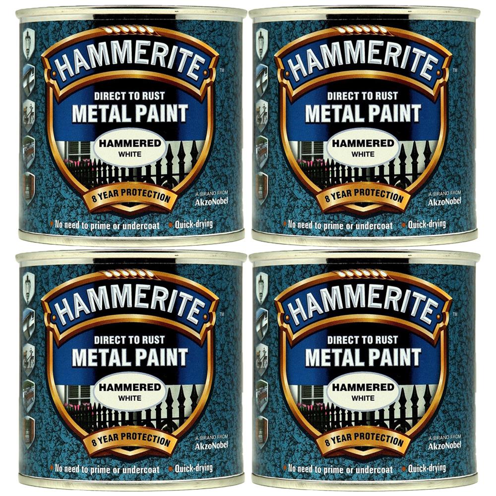 4X Hammerite Hammered White Paint 250ml