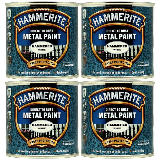 4X Hammerite Hammered White Paint 250ml