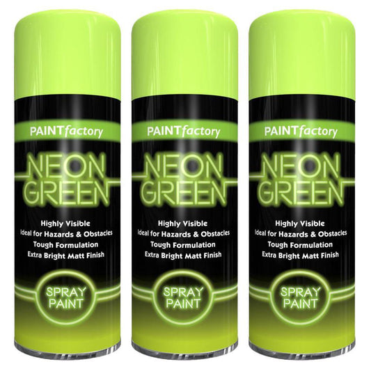 3X Paint Factory Neon Green Spray Paint 400ml