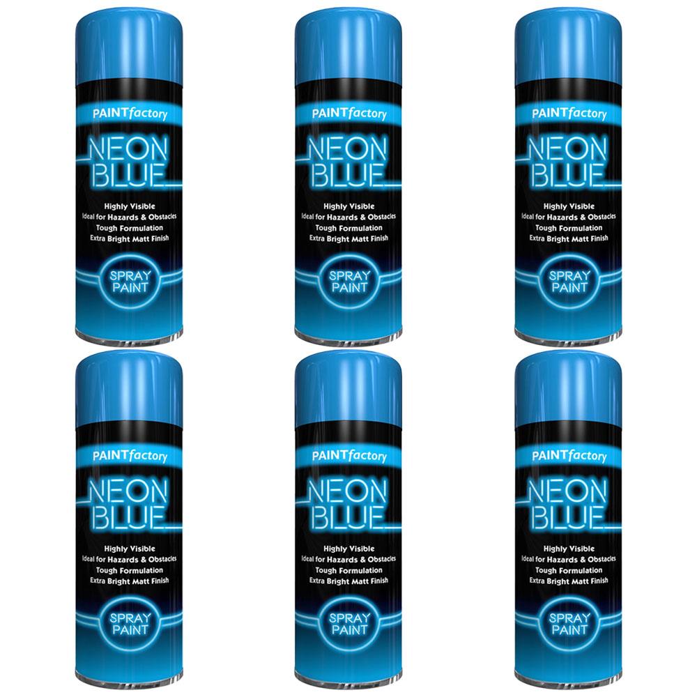 6X Paint Factory Blue Fluorescent Neon Spray Paint 200ml