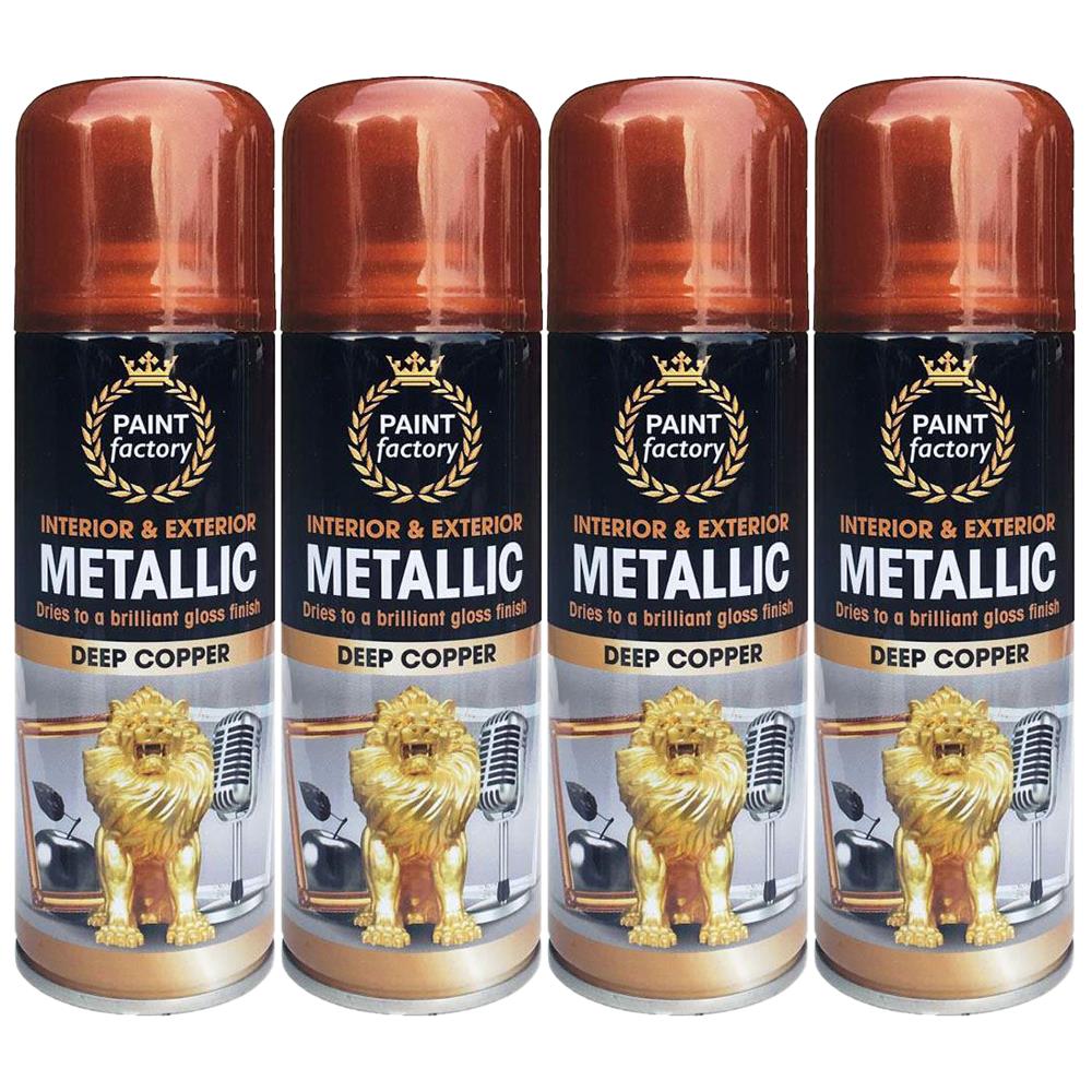 4X Paint Factory Copper Metallic Spray Paint 200ml