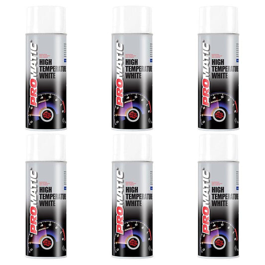 6X Promatic White High Temperature Spray Paint 400ml