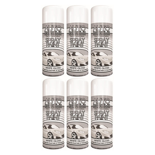 6X Auto Extreme White Gloss Spray Paint 400ml